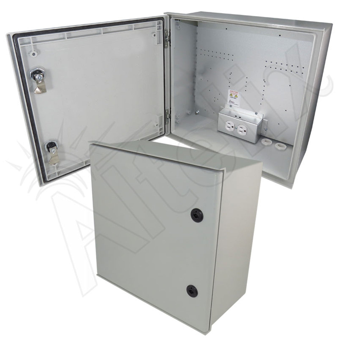 Altelix NEMA 4X Heated Fiberglass Weatherproof Enclosure with Equipment Mounting Plate & 120 VAC Outlets