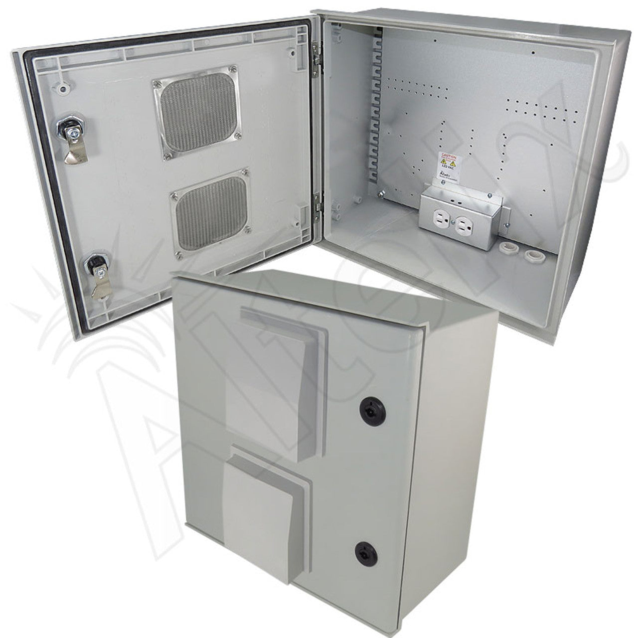 Altelix Vented Fiberglass Weatherproof NEMA Enclosure with Equipment Mounting Plate & 120 VAC Outlets