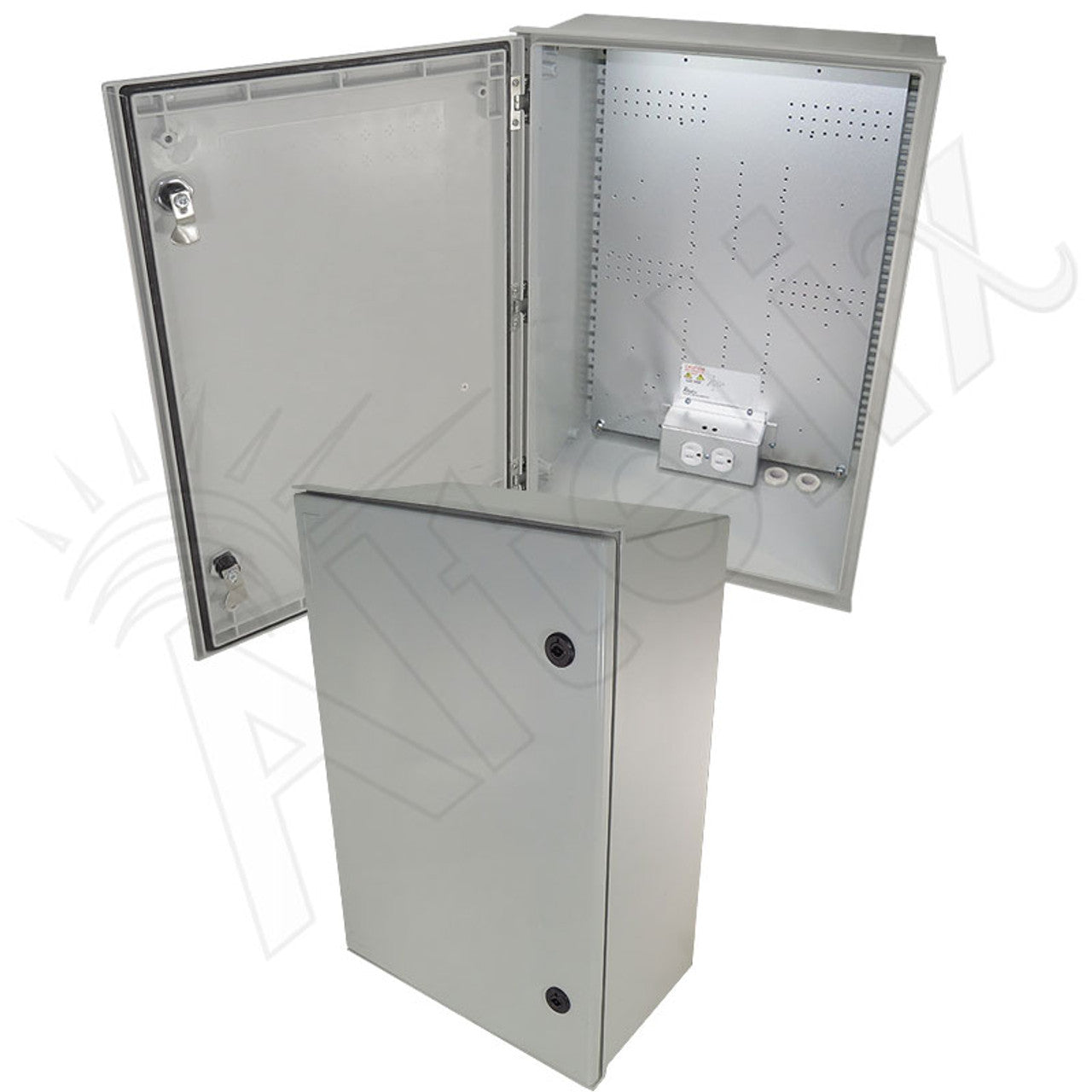 Altelix NEMA 4X Heated Fiberglass Weatherproof Enclosure with Equipment Mounting Plate & 120 VAC Outlets