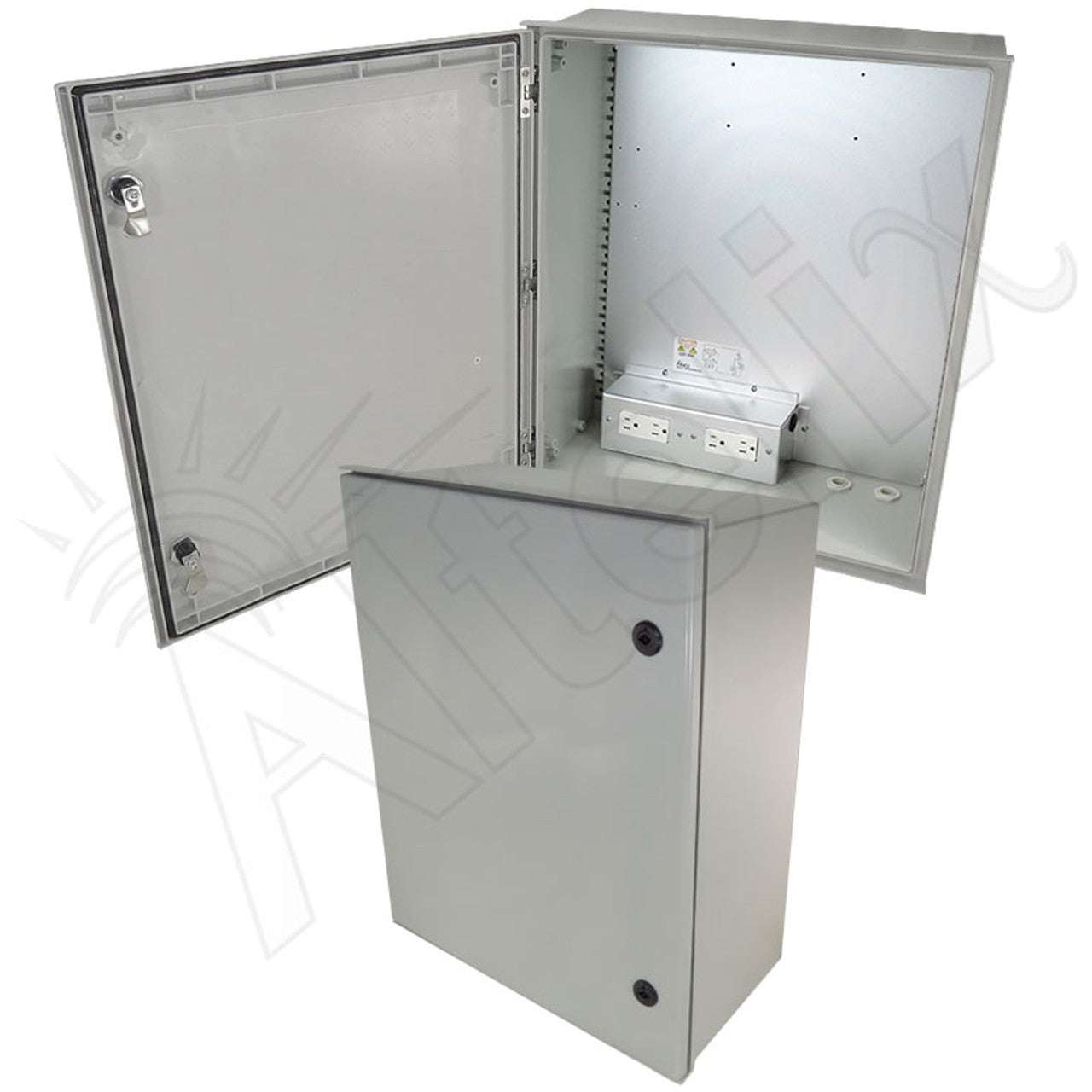 Altelix NEMA 4X Heated Fiberglass Weatherproof Enclosure with Equipment Mounting Plate & 120 VAC Outlets