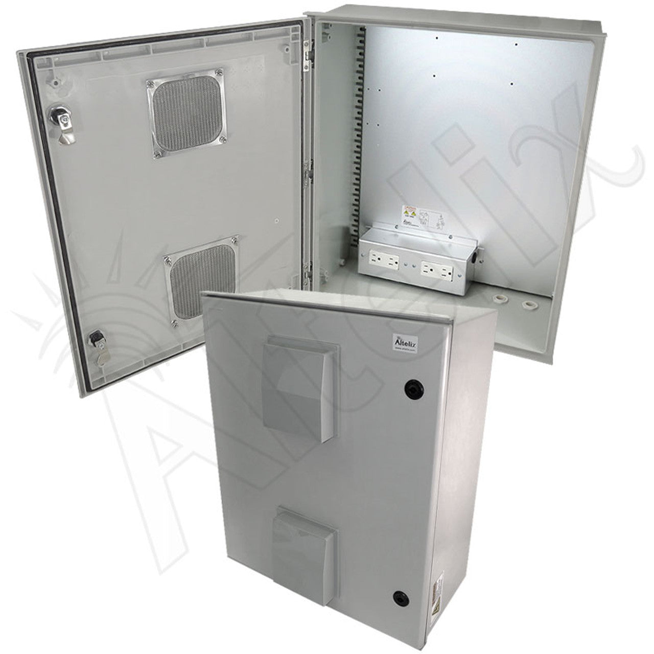 Altelix Vented Fiberglass Weatherproof NEMA Enclosure with Equipment Mounting Plate & 120 VAC Outlets