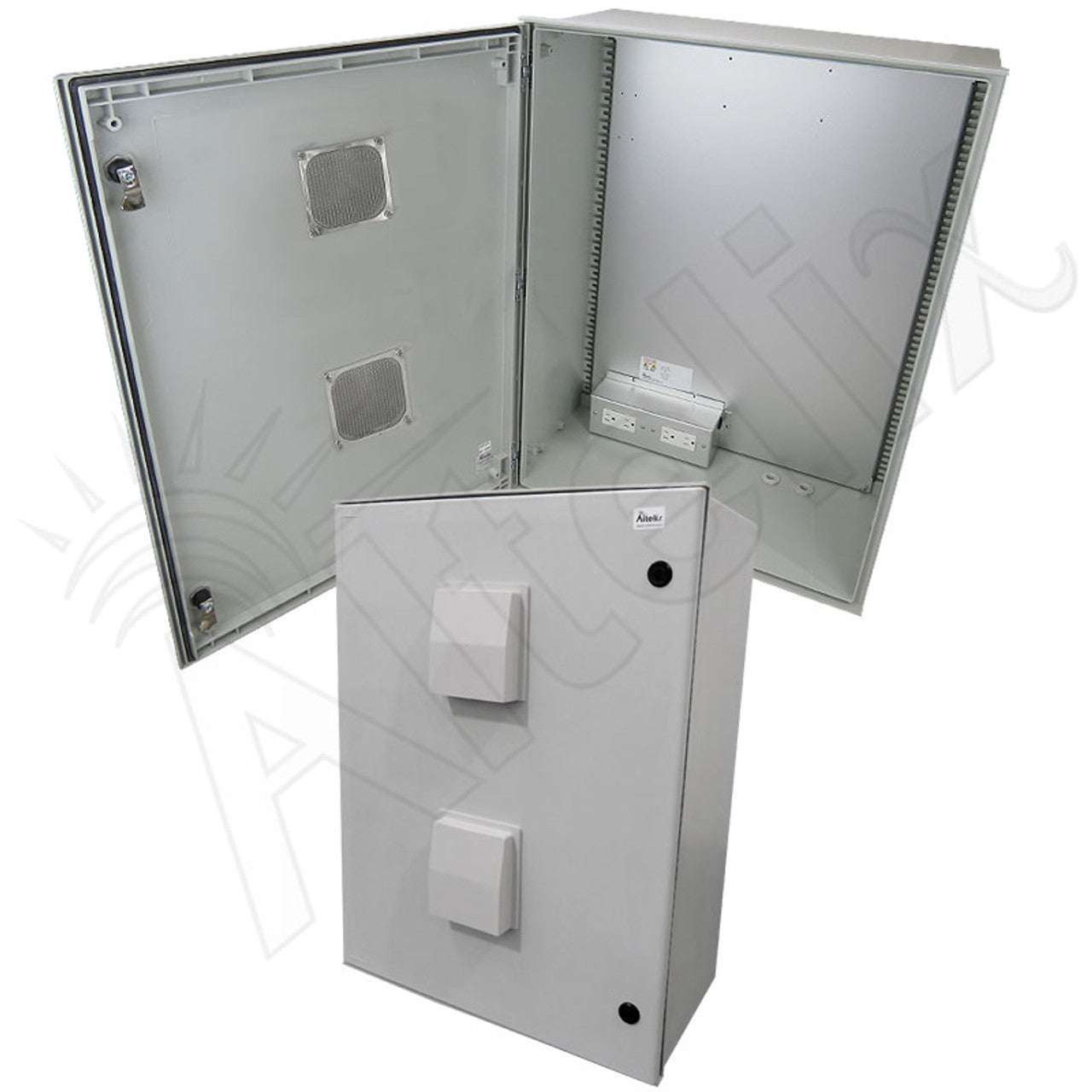 Altelix Vented Fiberglass Weatherproof NEMA Enclosure with Equipment Mounting Plate & 120 VAC Outlets