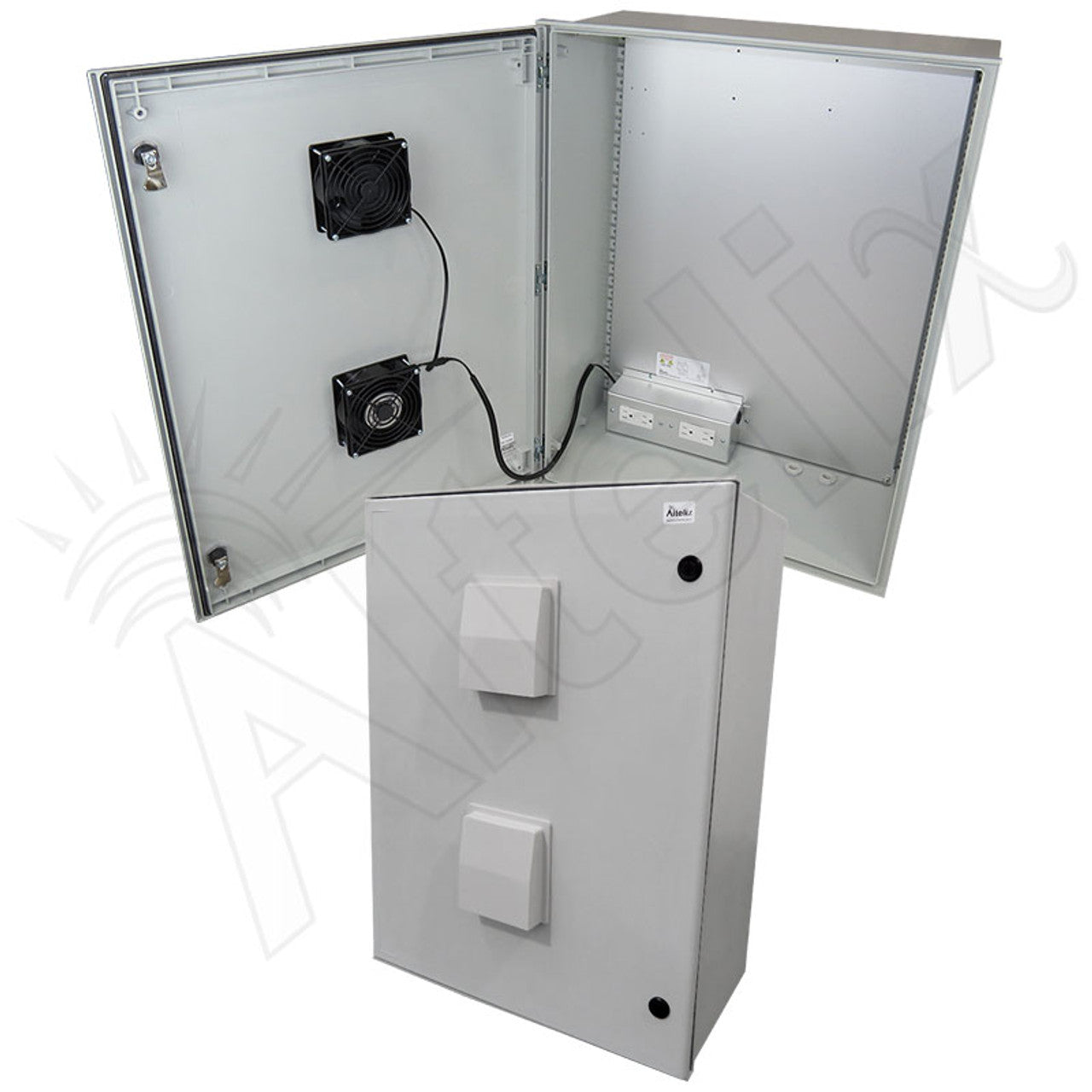 Altelix Vented Fiberglass Weatherproof NEMA Enclosure with Cooling Fan, 200W Heater and 120 VAC Outlets