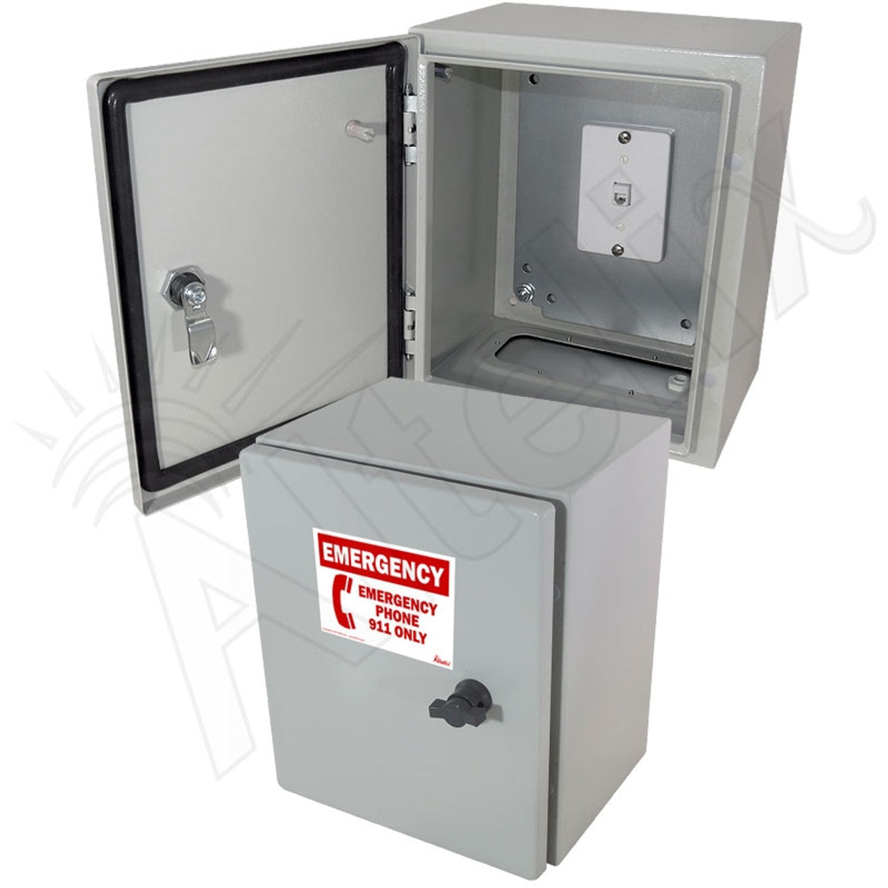 Altelix 12x10x6 Steel Outdoor Weatherproof NEMA 4X Phone Call Box with Emergency Phone Label