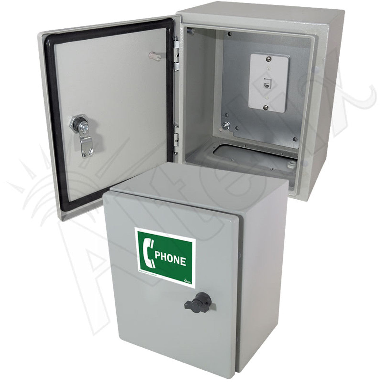 Altelix 12x10x6 Steel Outdoor Weatherproof NEMA 4X Phone Call Box with Service Phone Label