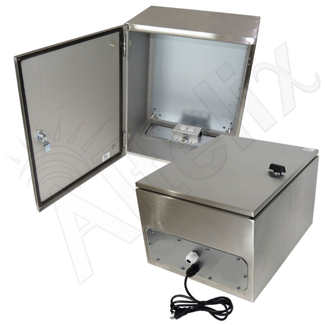 Altelix NEMA 4X Stainless Steel Weatherproof Enclosure with 120 VAC Outlets and Power Cord