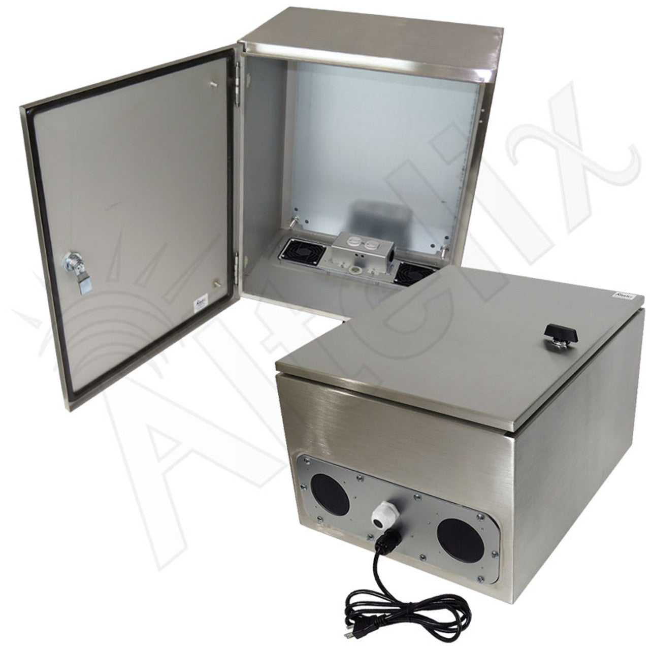 Altelix Vented Stainless Steel Weatherproof NEMA Enclosure with 120 VAC Outlets and Power Cord