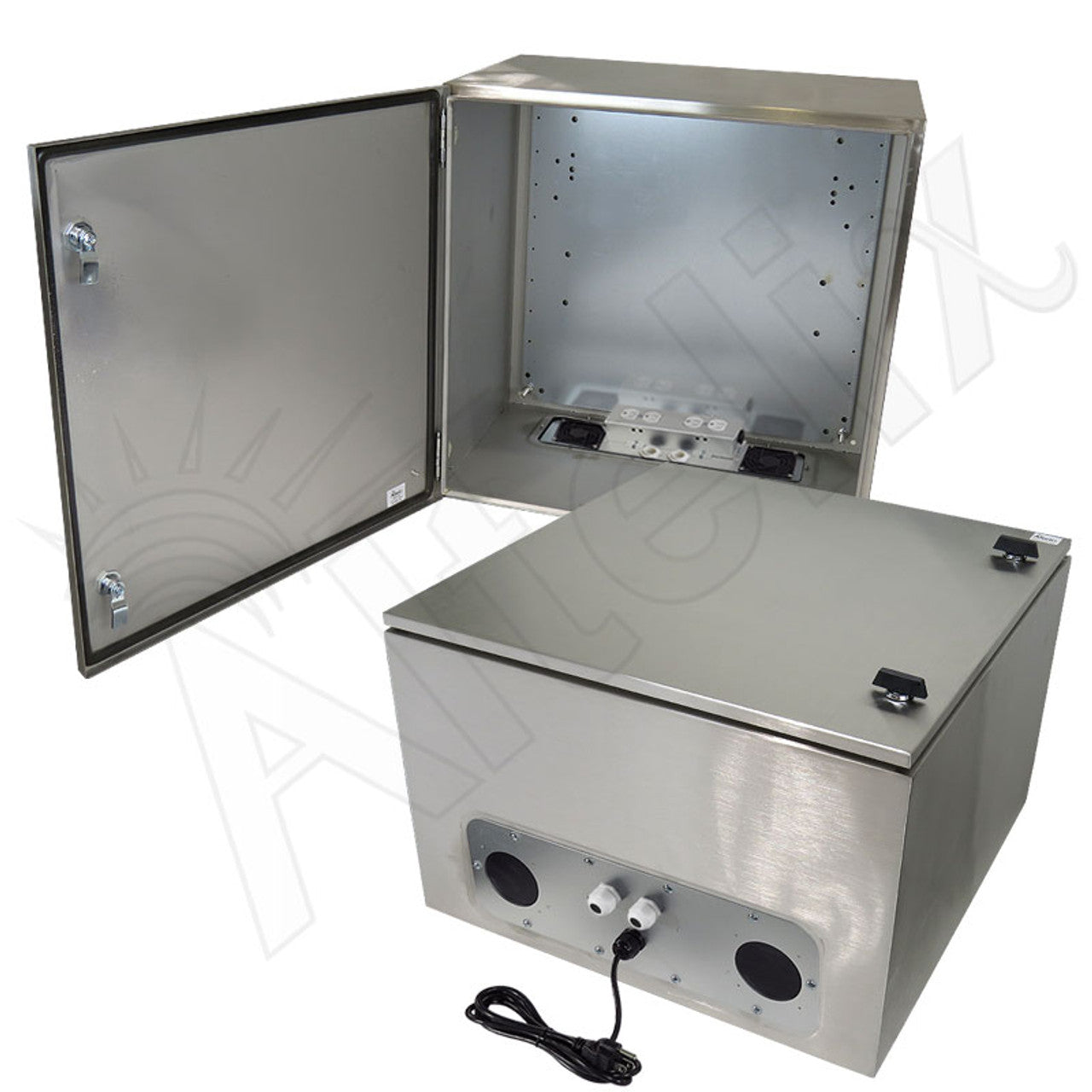 Altelix Vented Stainless Steel Weatherproof NEMA Enclosure with 120 VAC Outlets and Power Cord