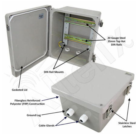 Altelix Industrial DIN Rail Enclosure Fiberglass NEMA 4X IP66 - 0